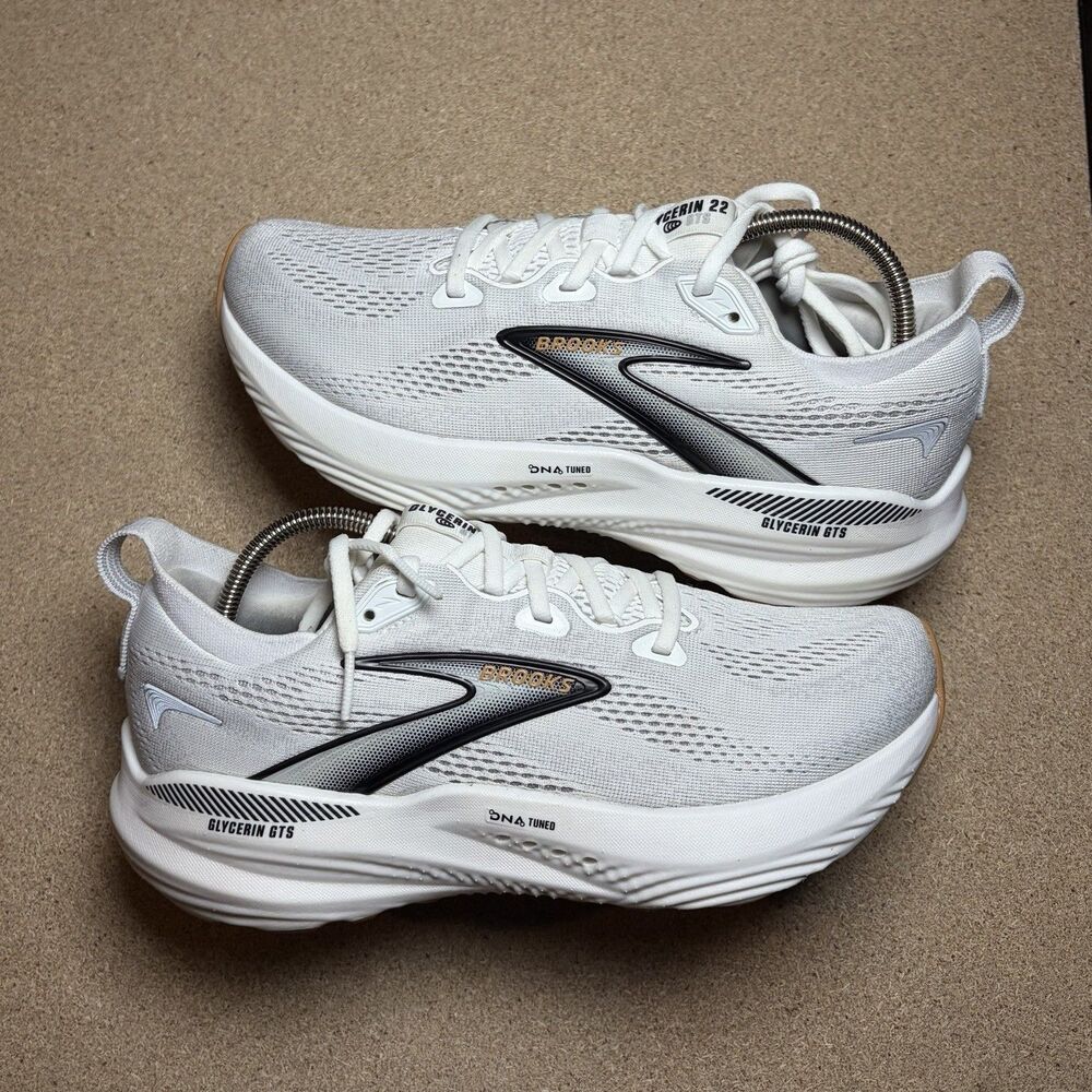 Brooks Glycerin 22 Shoes Womens Size 8.5 White Grey Black Running Athletic
